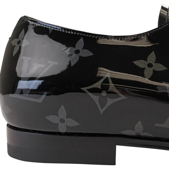 Louis Vuitton Black Monogram Patent Leather Oxford Dress Shoes Size 8.5 - Picture 6 of 7